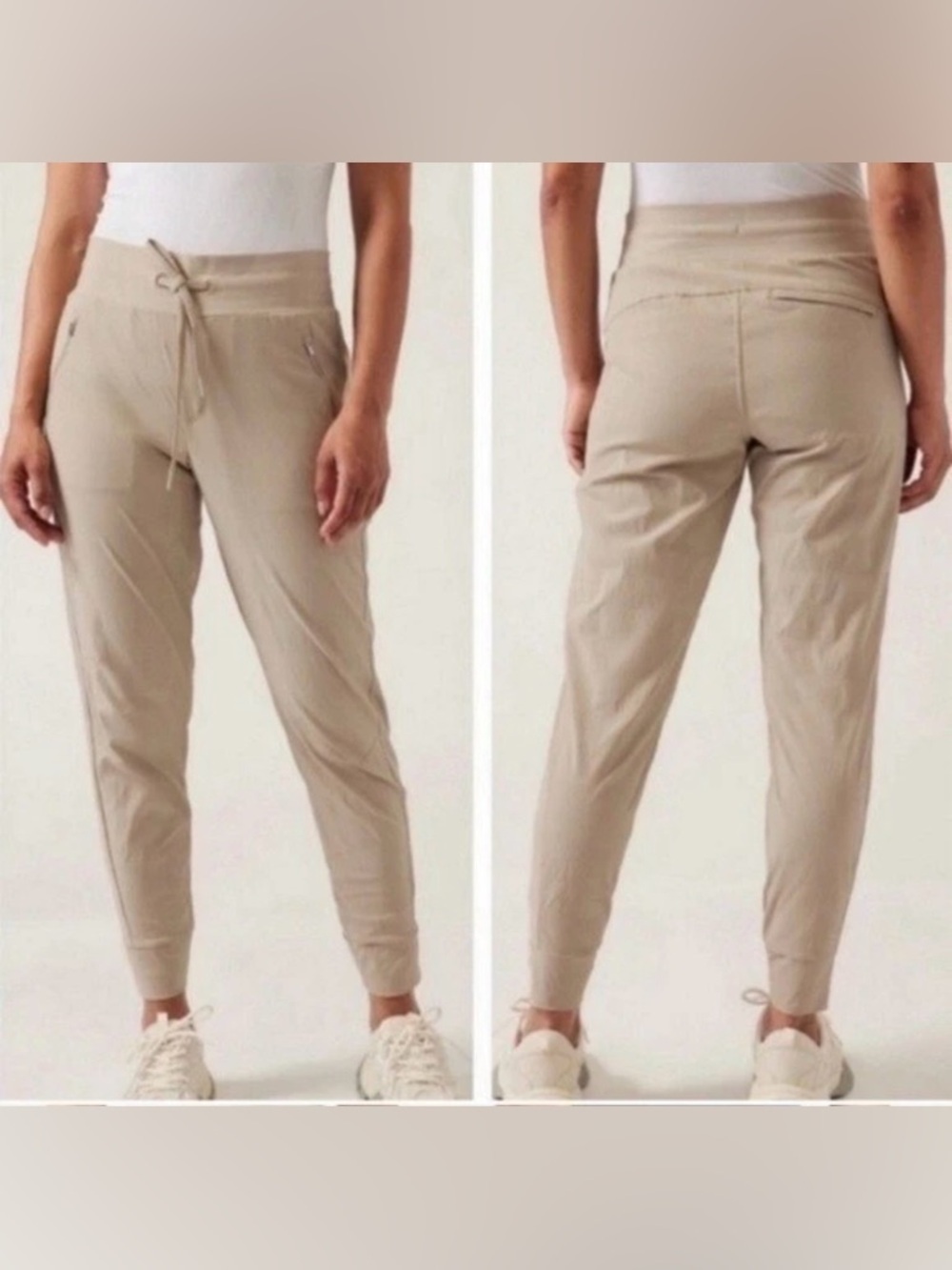 Trekkie Relaxed Mid Rise Jogger Size 14 Zip Pocket Taupe Ripstop Outdoor Hiking